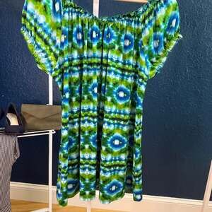 Tiffany & Grey / Blue and Green Tie-Dye Flowy shirt
